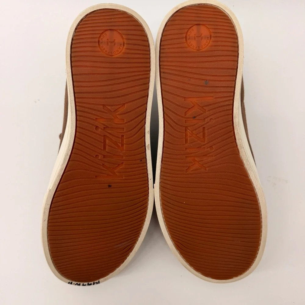 Kizik Madrid Sneakers Mens 10 Brown Hands-Free Slip-On Canvas Suede Low Top